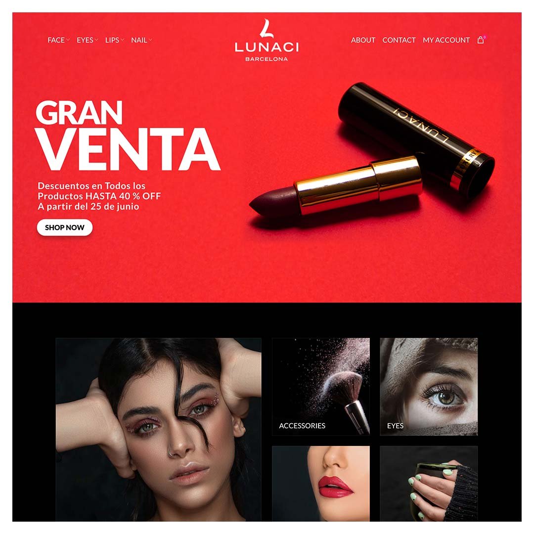 lunaci cosmetics commerce web development